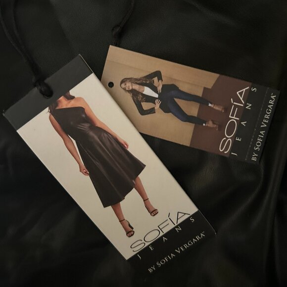 Sofia Vergara NWT SZS Black Faux Leather One Shoulder Dress Goth Timeless Y2K - Picture 13 of 14